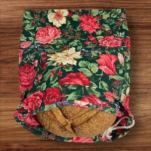 Vintage Floral Cotton Bread Bag, Reusable Sourdough Linen Bread Bag, Zero Waste
